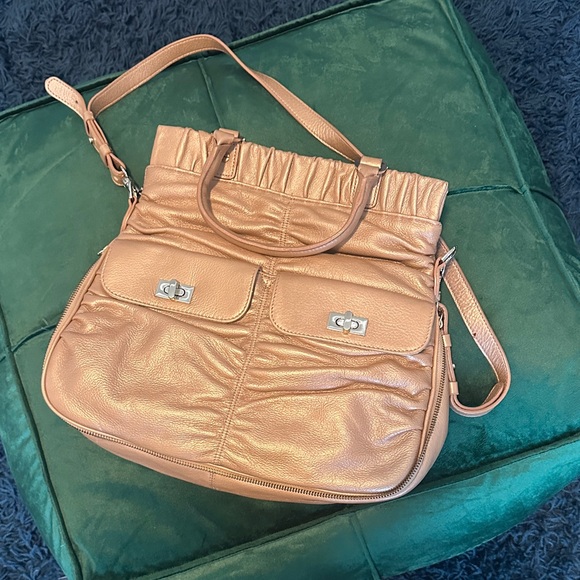 Alexis Hudson Metallic Gold Leather Tote Bag - Picture 1 of 11